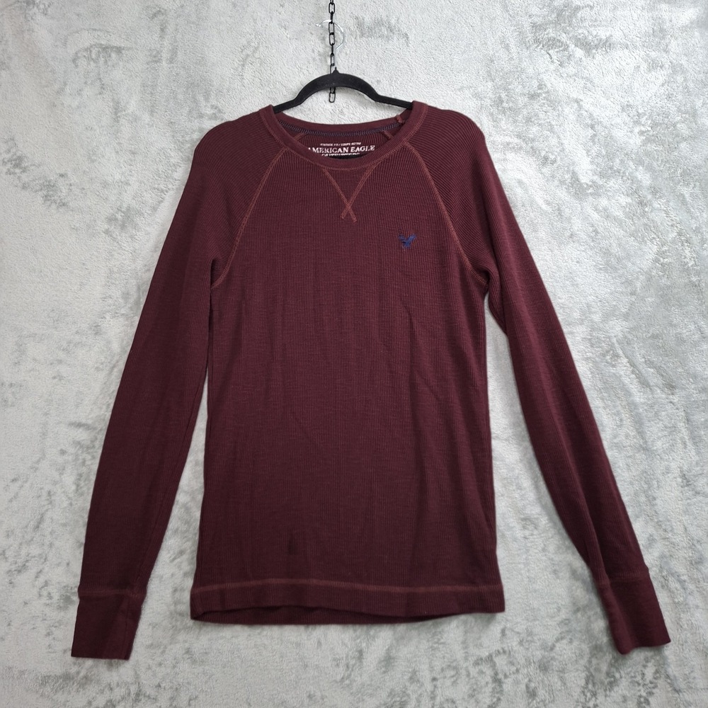 vtg y2k American Eagle Mens Waffle Knit Long Sleeve Shirt Thermal sz M Grunge